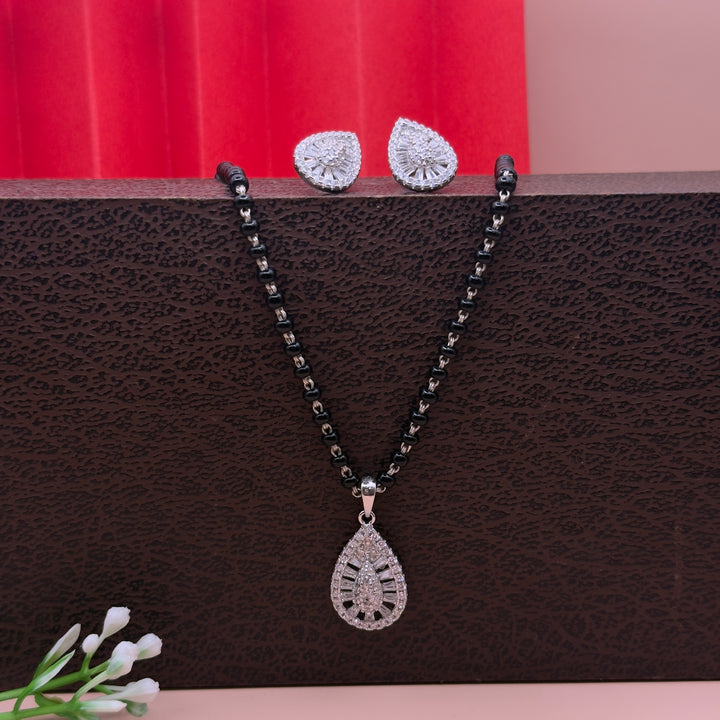 Elegant Teardrop CZ Silver Mangalsutra