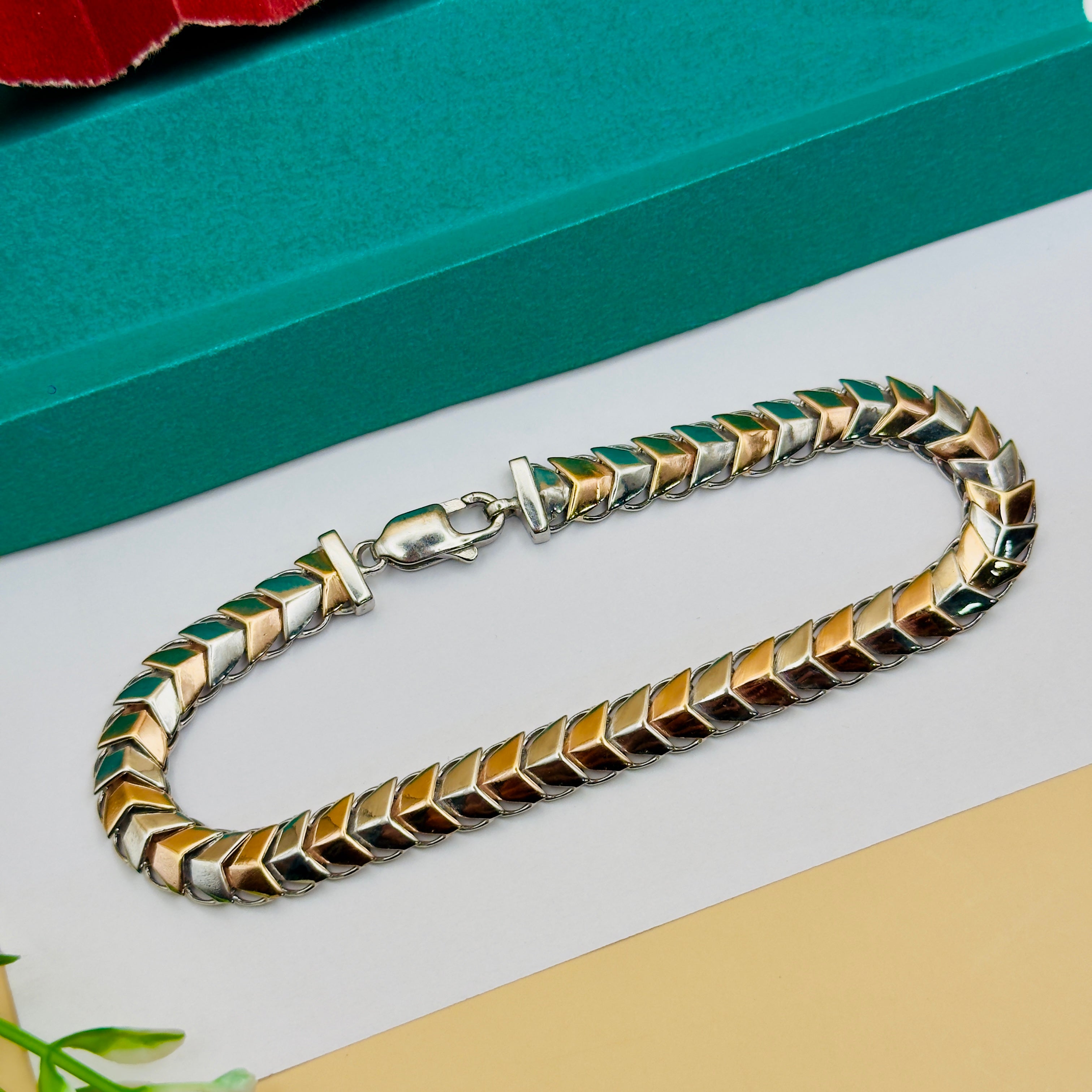 92.5 Silver Gold-Finish Chevron Bracelet