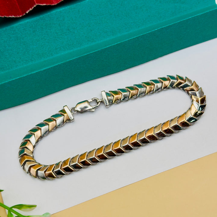 92.5 Silver Gold-Finish Chevron Bracelet
