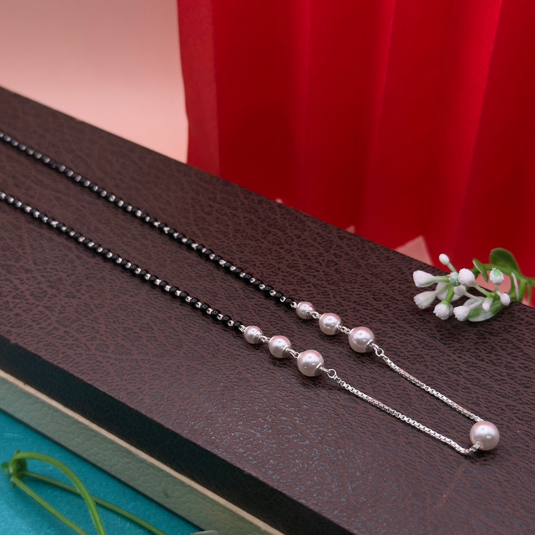 Handmade 925 Silver Pearl & Black Beads Mangalsutra
