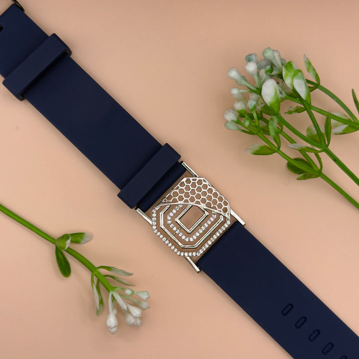 Midnight Hex Geo – 925 Silver Unisex Watch Bracelet