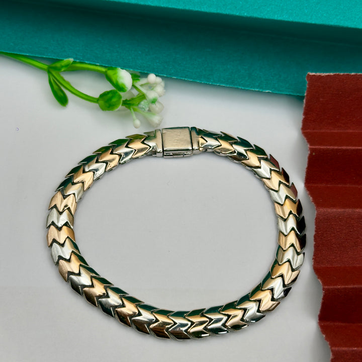 Luxury Gold & Silver Finish Chevron Men’s Bracelet