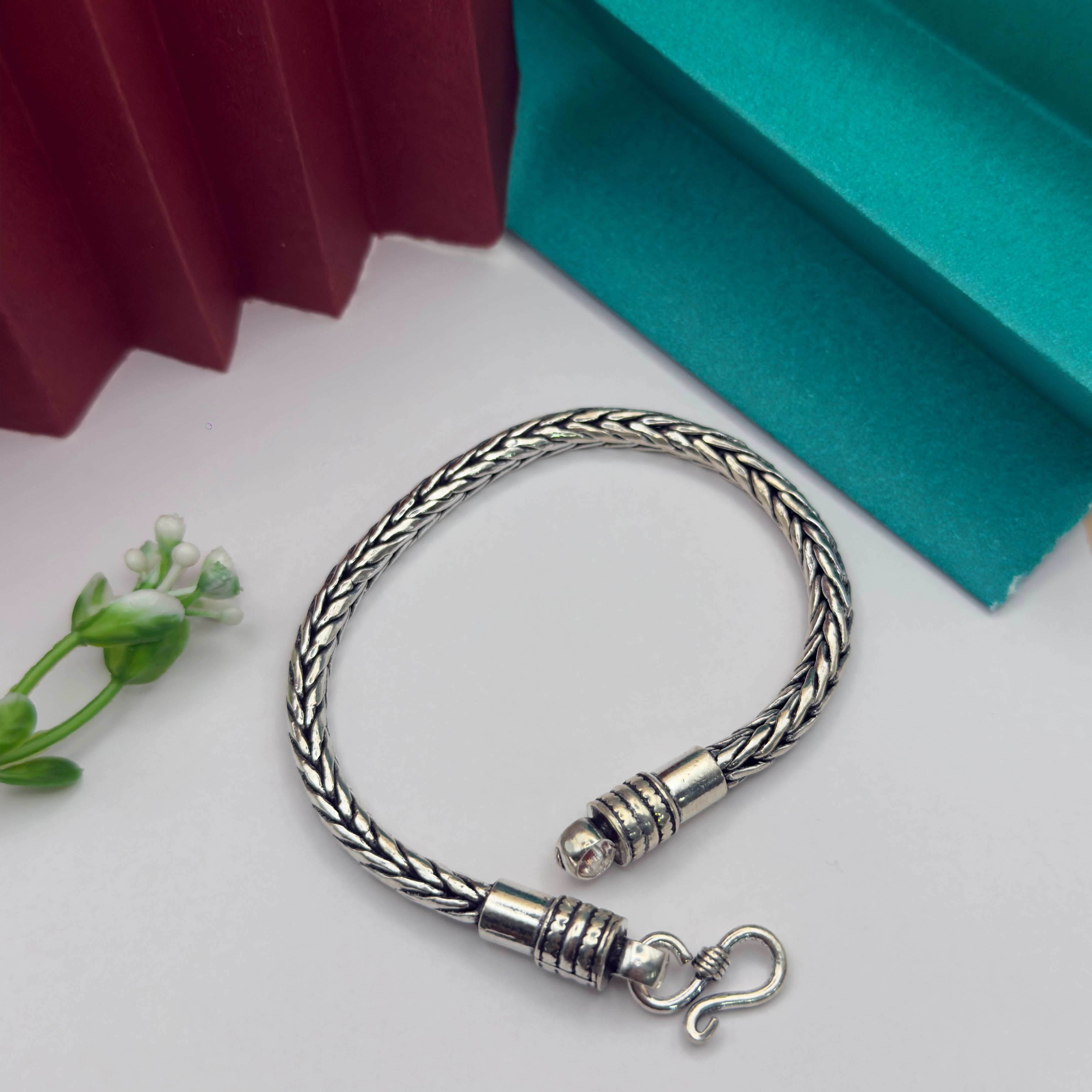 Handcrafted 92.5 Silver Woven Pattern Bracelet