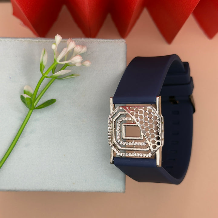 Midnight Hex Geo – 925 Silver Unisex Watch Bracelet