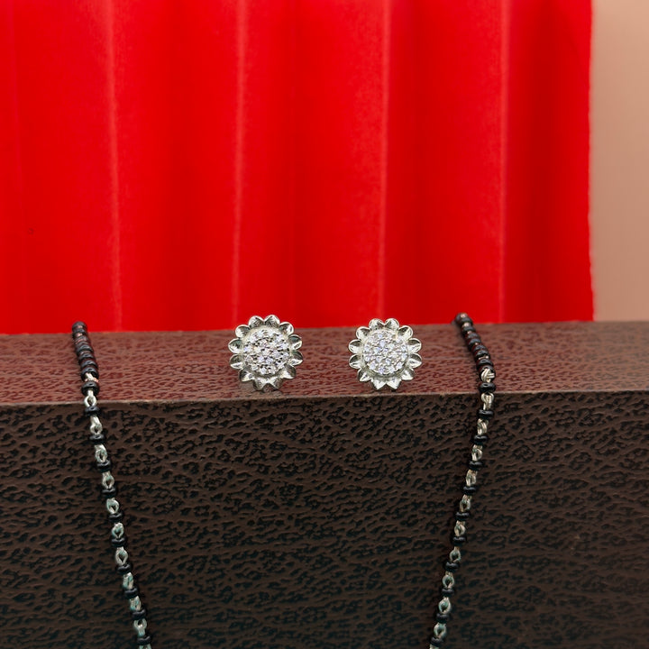 Handmade 925 Silver Floral CZ Mangalsutra Necklace