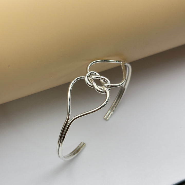 925 Silver Abstract Knot Open Cuff Bracelet | Handcrafted Minimal Design