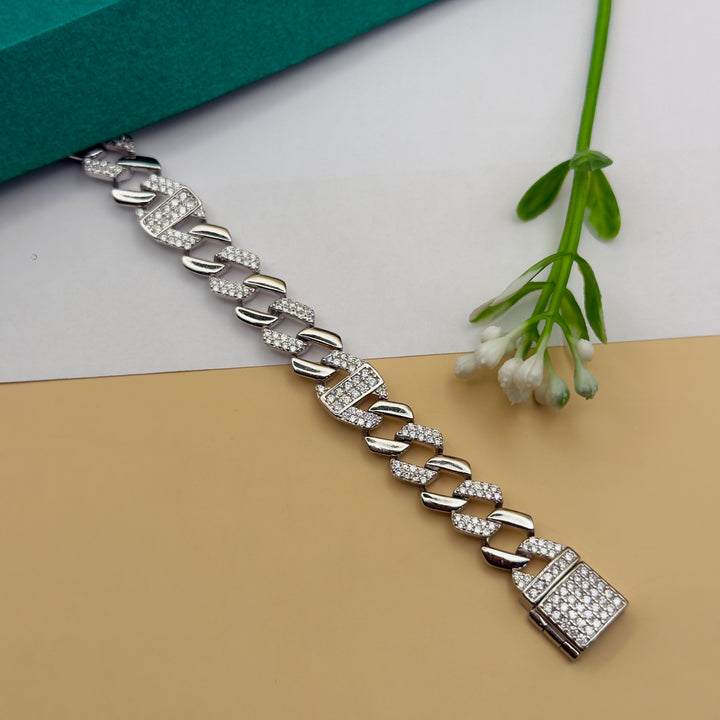 925 Silver Iced Cuban Link Bracelet