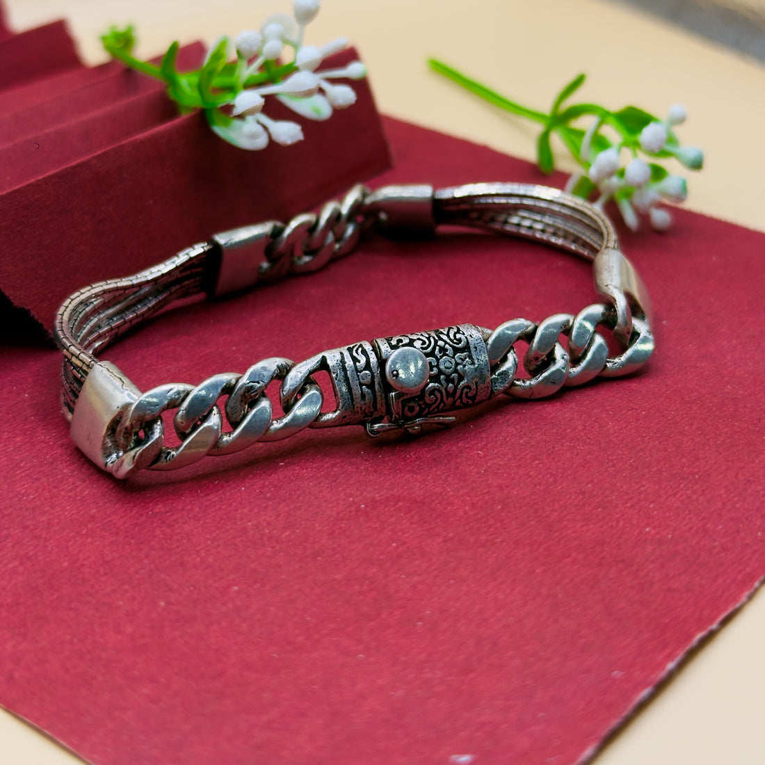 925 Silver Classic Dual-Chain Men’s Bracelet – Heavy Cuban & Multi-Strand Design