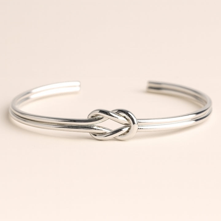 Elegant 925 Silver Knot Cuff Bracelet | Minimal Handcrafted Design