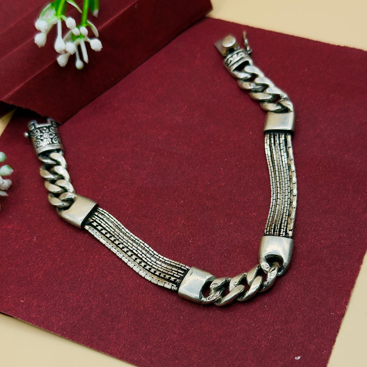 925 Silver Classic Dual-Chain Men’s Bracelet – Heavy Cuban & Multi-Strand Design