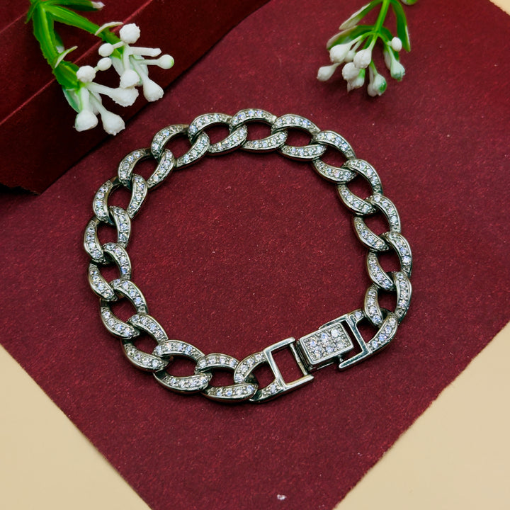 925 Silver Cuban Link Bracelet with Premium CZ Stones