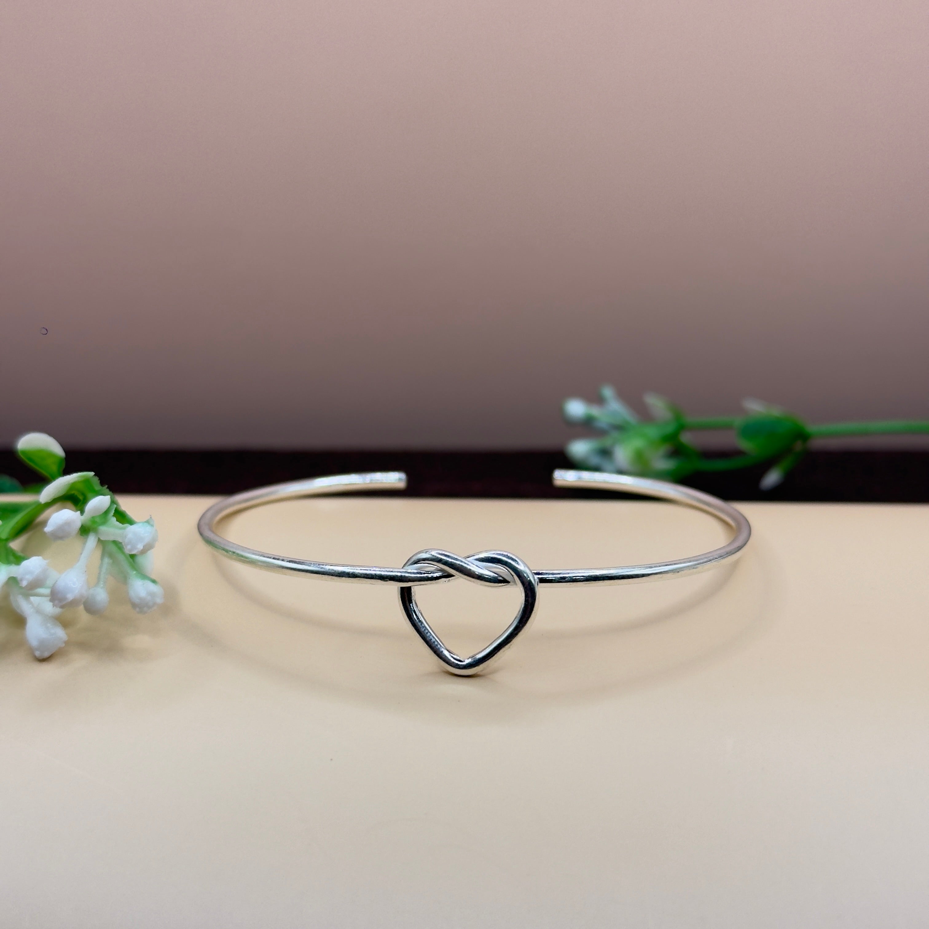 Handmade Knot Design 925 Silver Open Cuff Bracelet