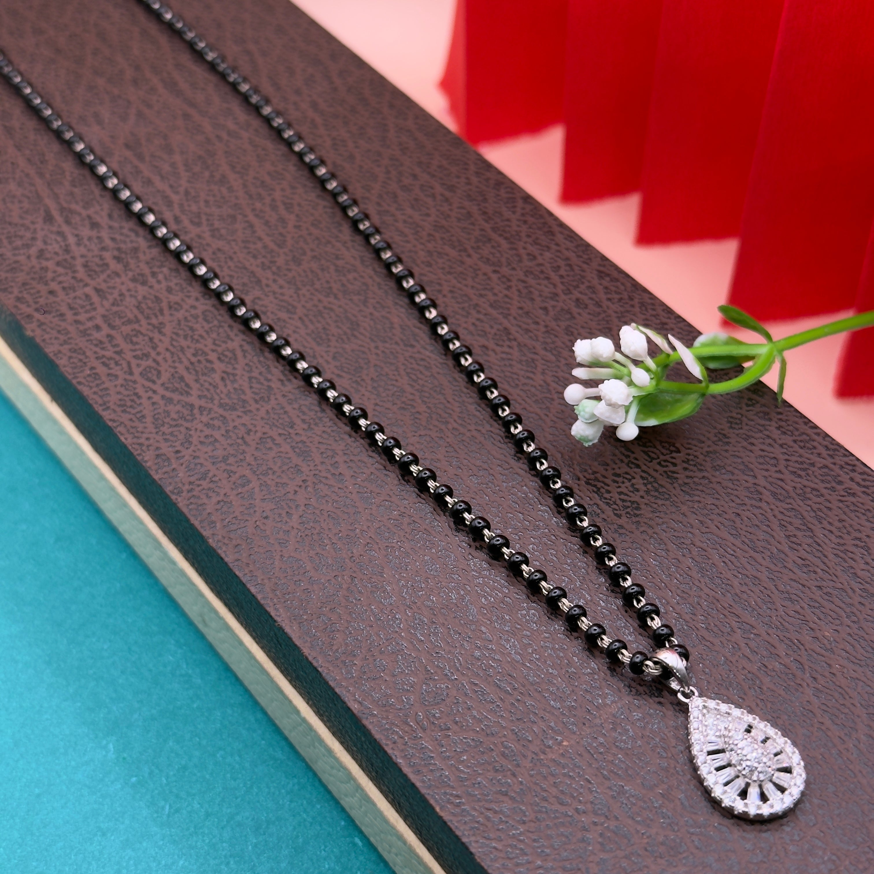 Elegant Teardrop CZ Silver Mangalsutra