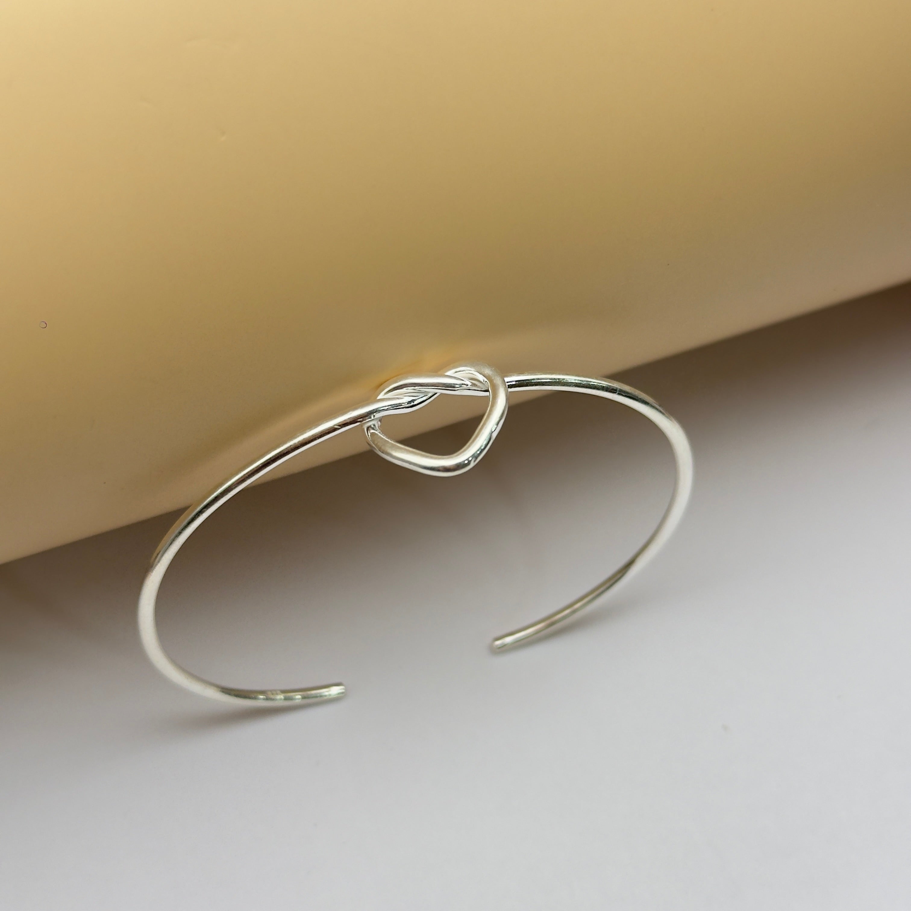Handmade Knot Design 925 Silver Open Cuff Bracelet