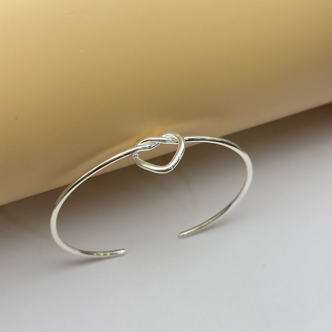 Handmade Knot Design 925 Silver Open Cuff Bracelet