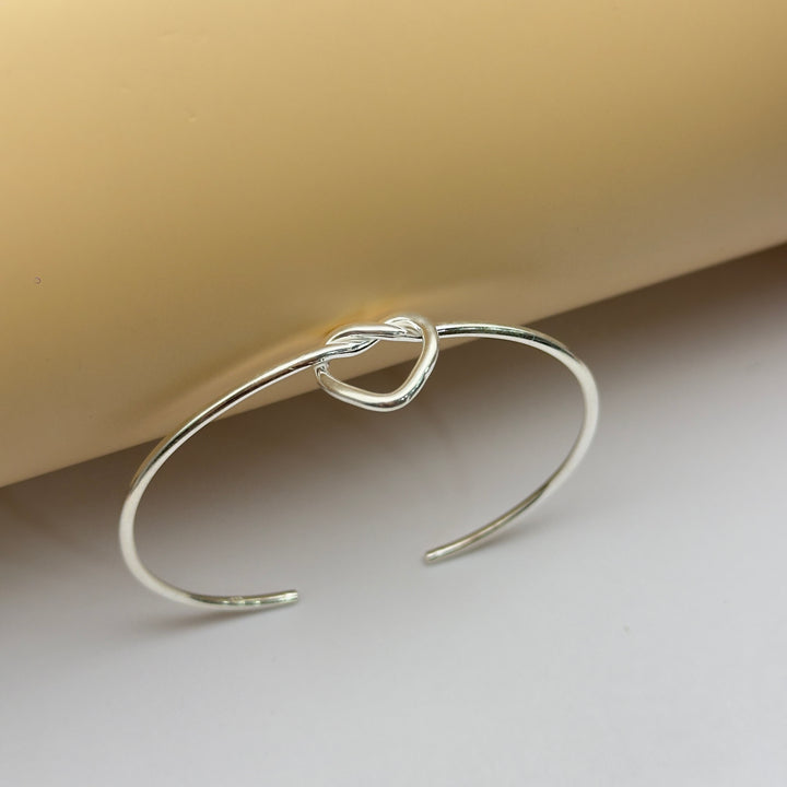 Handmade Knot Design 925 Silver Open Cuff Bracelet