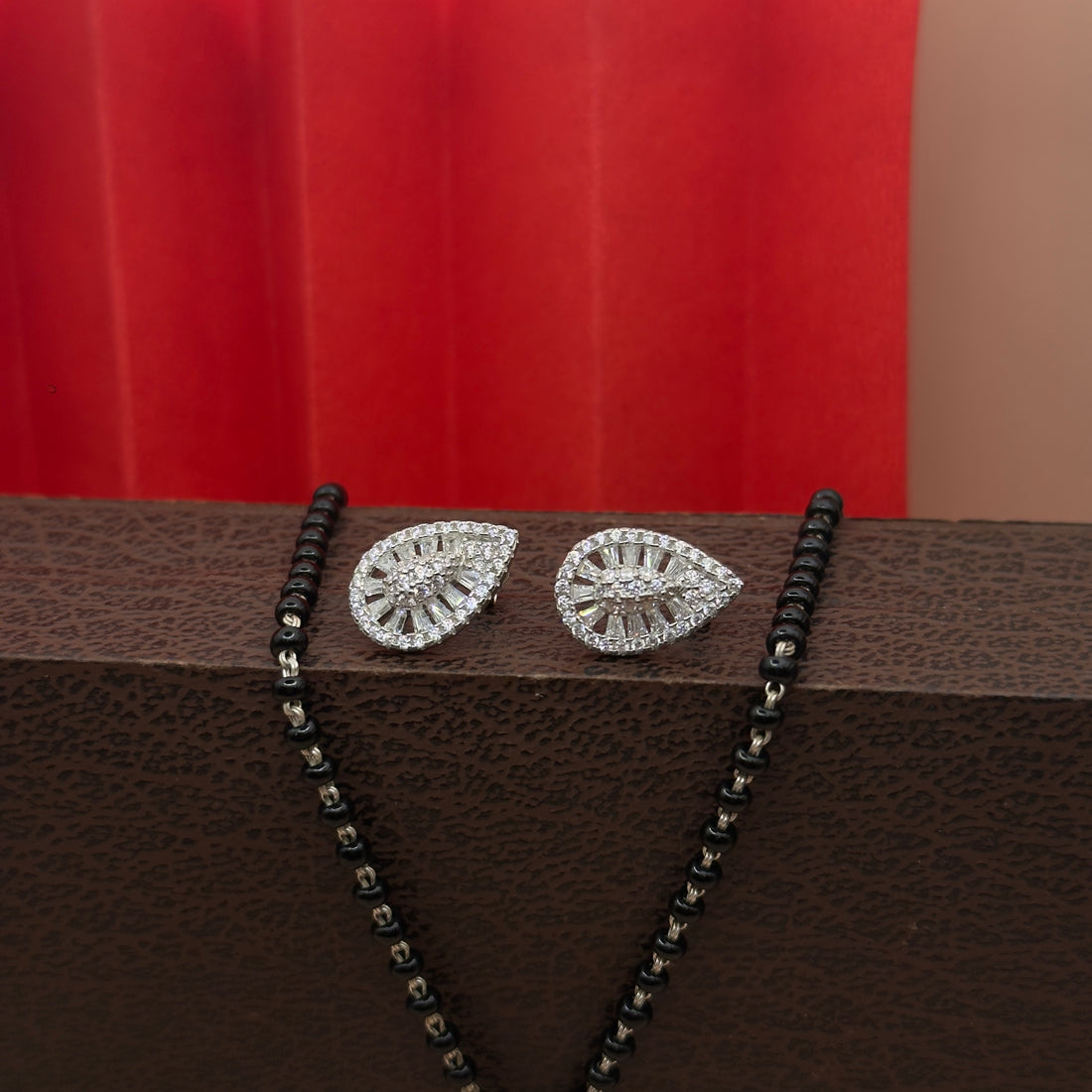 Elegant Teardrop CZ Silver Mangalsutra
