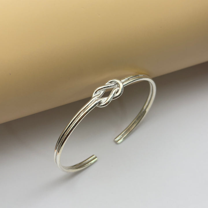 Elegant 925 Silver Knot Cuff Bracelet | Minimal Handcrafted Design