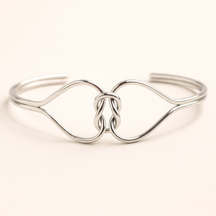 925 Silver Abstract Knot Open Cuff Bracelet | Handcrafted Minimal Design