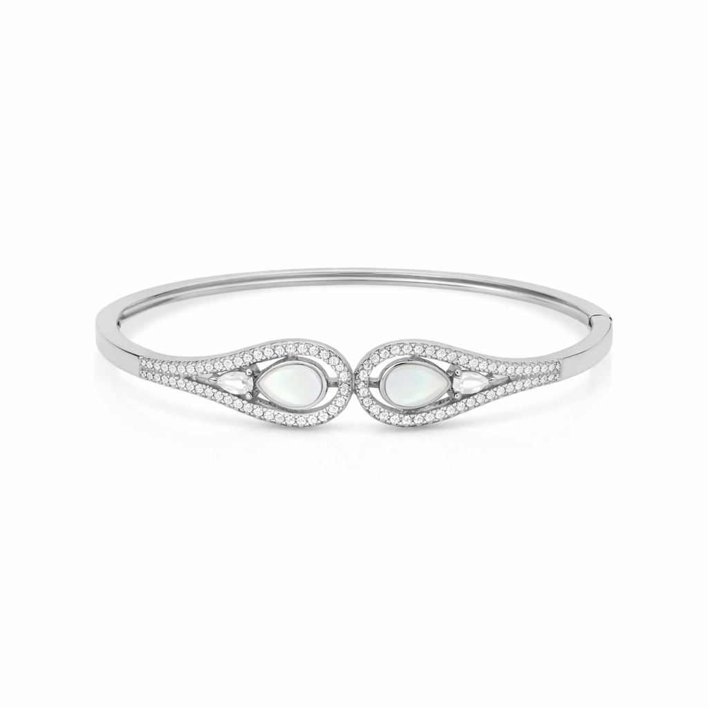 Grace Teardrop MOP Silver Kada | Minimal Luxury Design