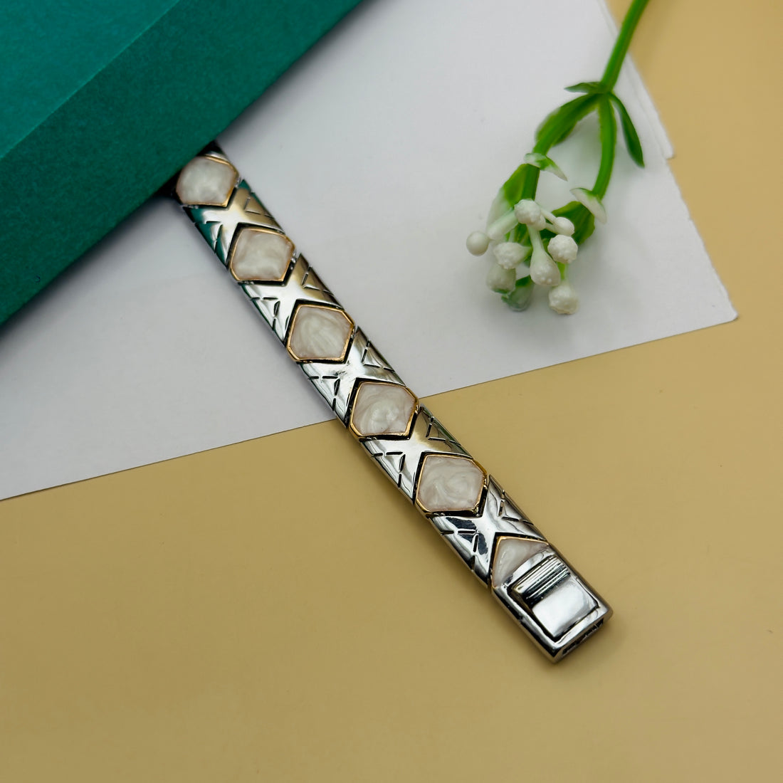 Mother of Pearl & Silver Designer Bracelet