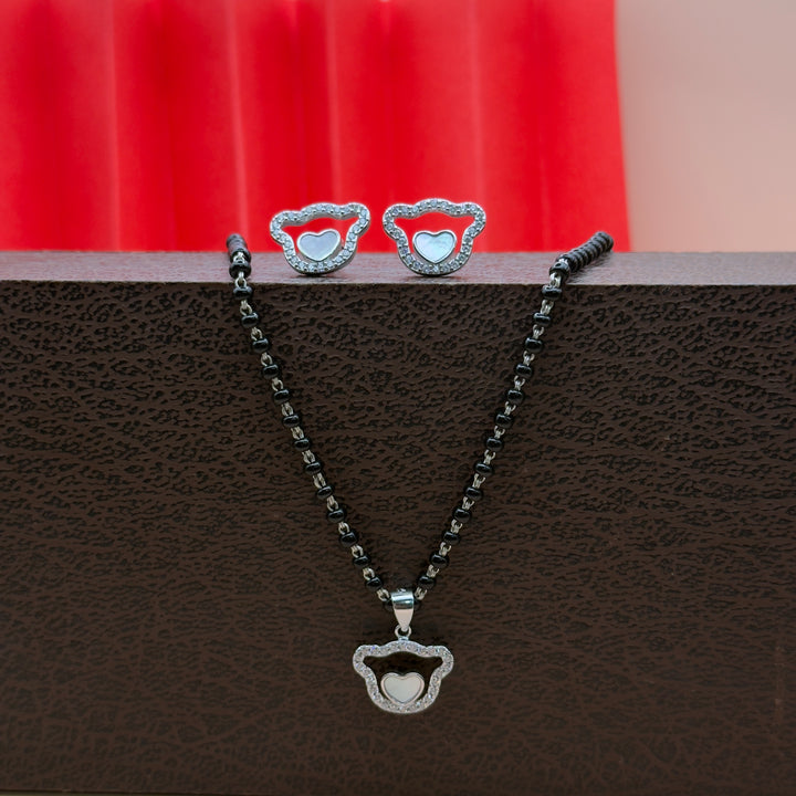 925 Silver Heart Frame Mangalsutra Set – Custom Pendant Design