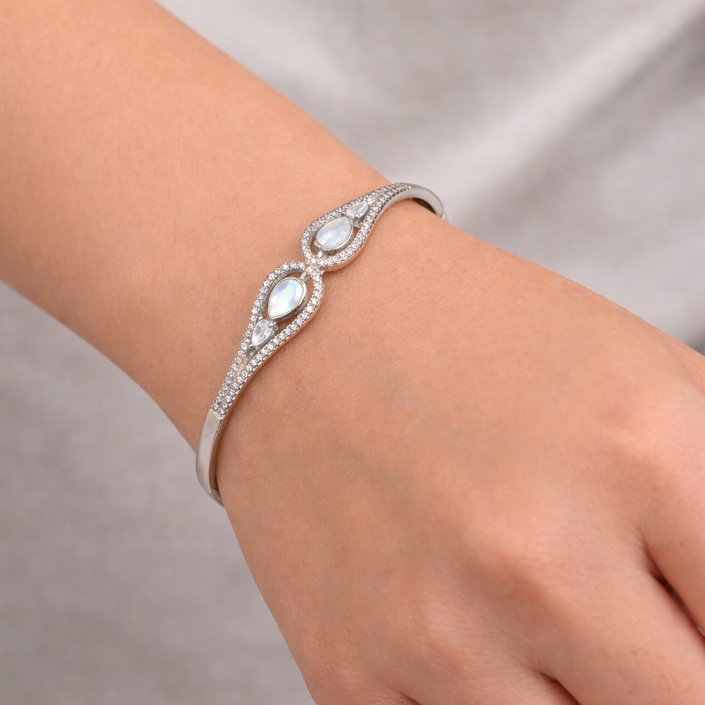 Grace Teardrop MOP Silver Kada | Minimal Luxury Design