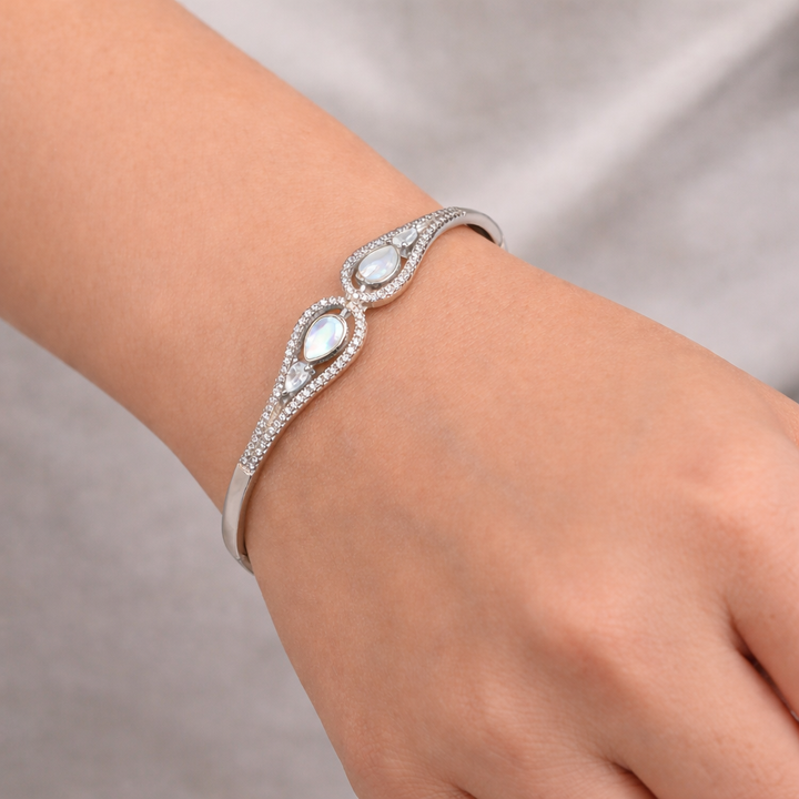 Grace Teardrop MOP Silver Kada | Minimal Luxury Design