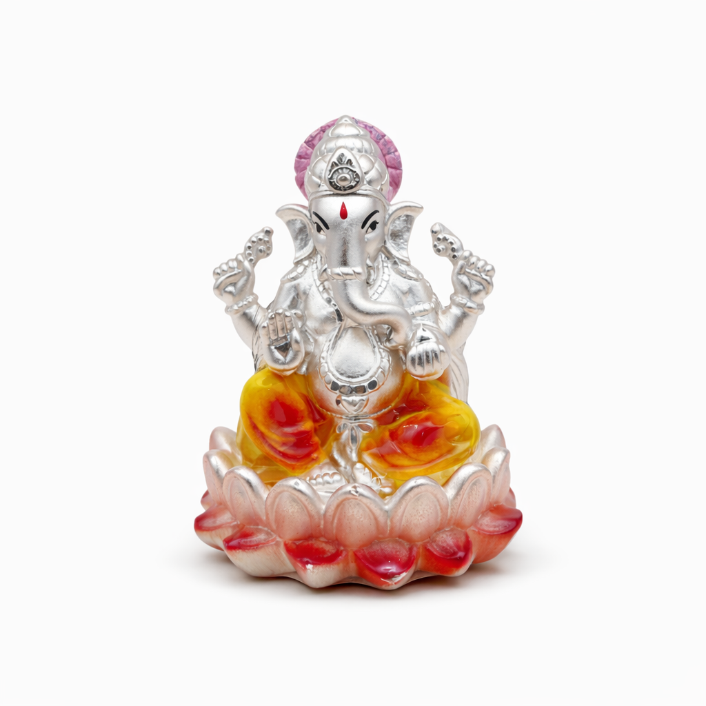 999 Pure Silver Lord Ganesha Idol on Lotus