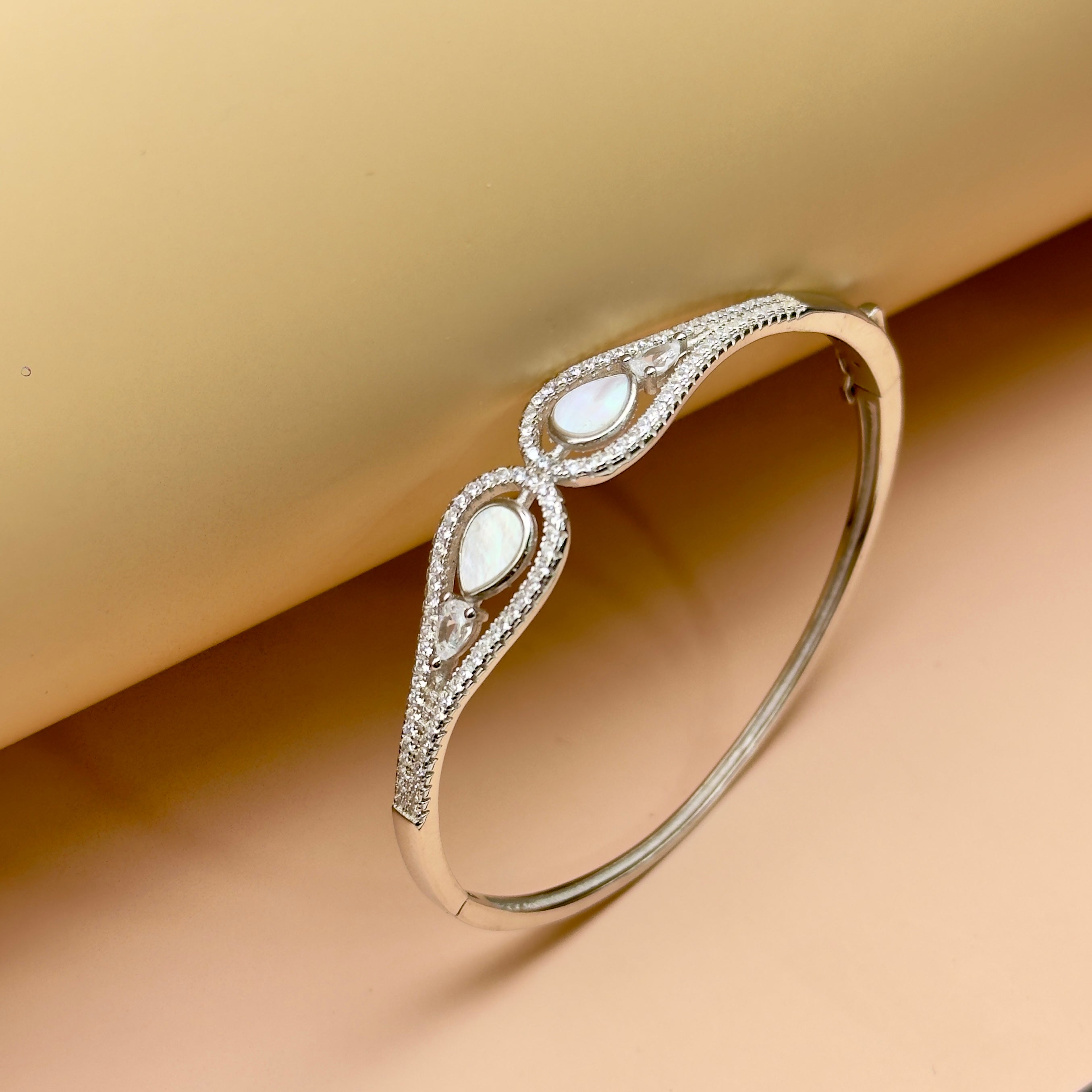 Grace Teardrop MOP Silver Kada | Minimal Luxury Design