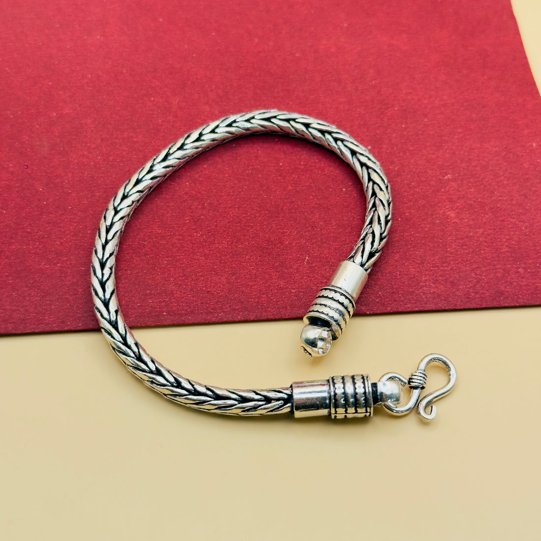 Handcrafted 92.5 Silver Woven Pattern Bracelet