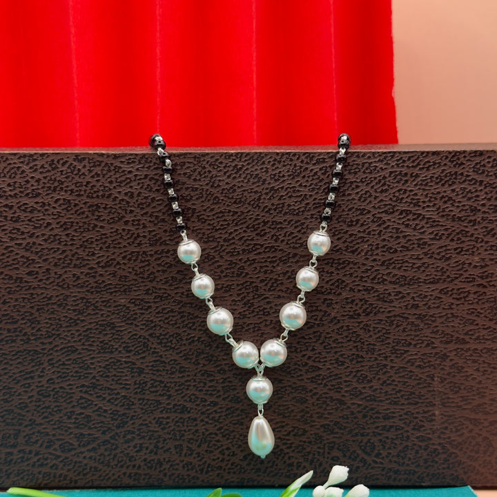 Handmade 925 Silver Pearl & Black Beads Mangalsutra