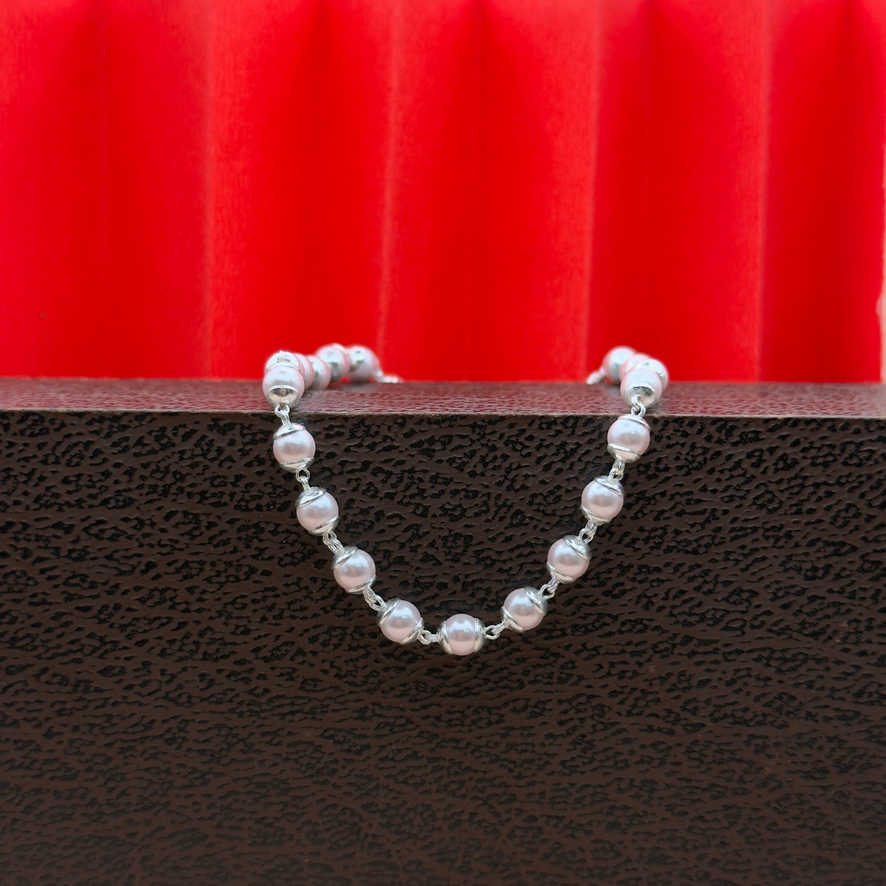 Elegant Pink Pearl 925 Silver Bracelet | Handcrafted Classic Design