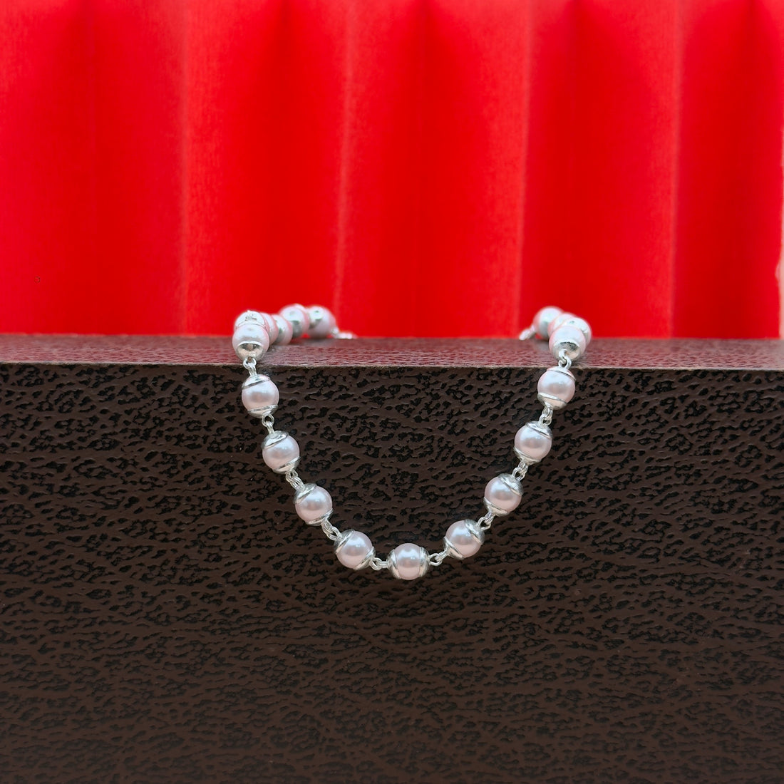 Elegant Pink Pearl 925 Silver Bracelet | Handcrafted Classic Design