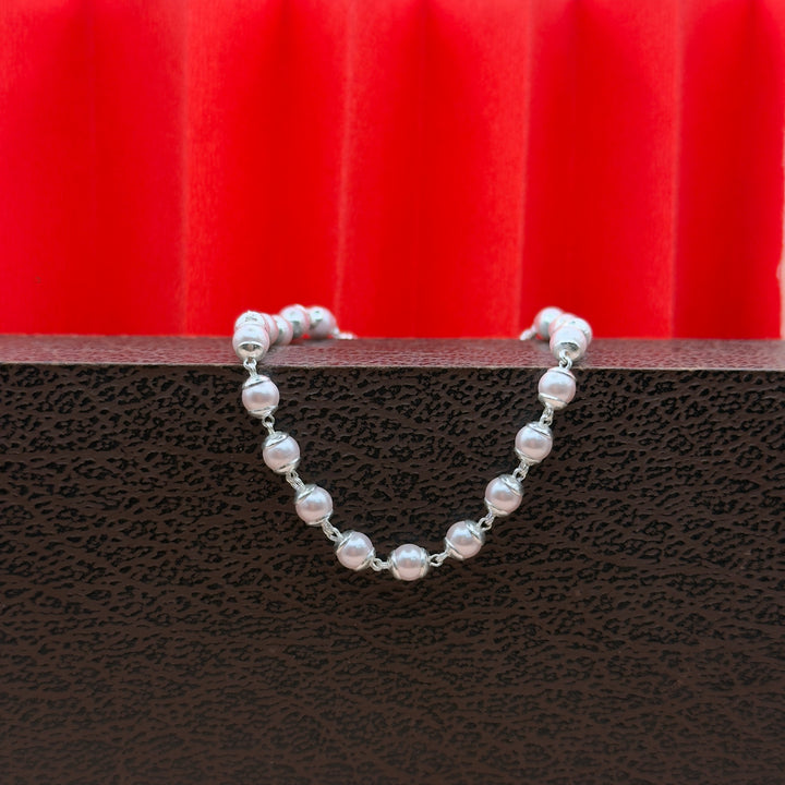 Elegant Pink Pearl 925 Silver Bracelet | Handcrafted Classic Design